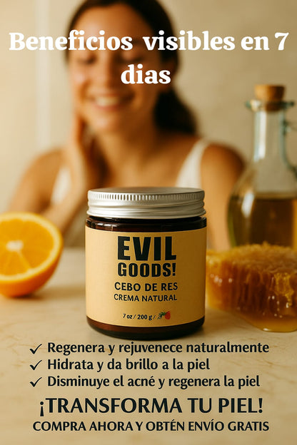 EVIL GOODS® – Crema Facial Corporal 100% Natural 5 Ingredientes Sebo de Res