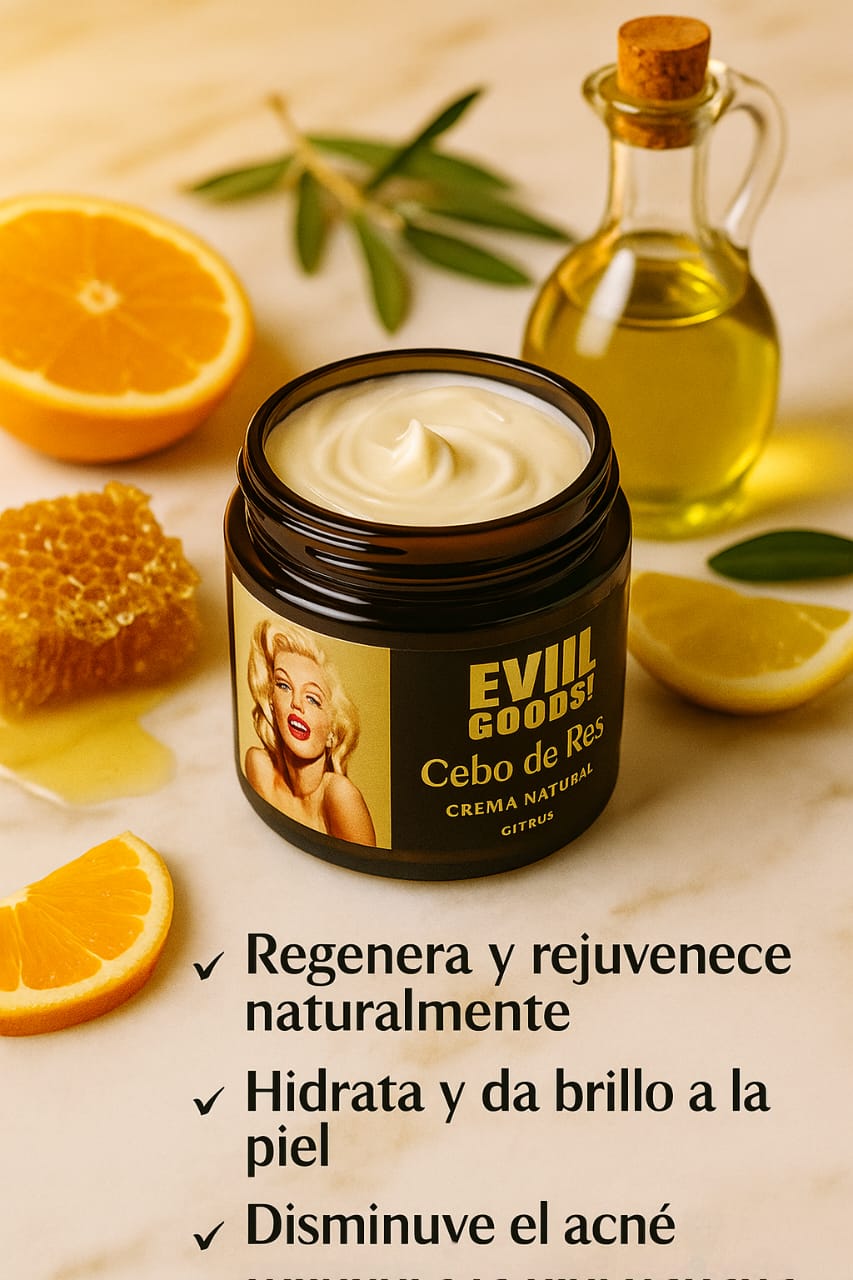EVIL GOODS® – Crema Facial Corporal 100% Natural 5 Ingredientes Sebo de Res