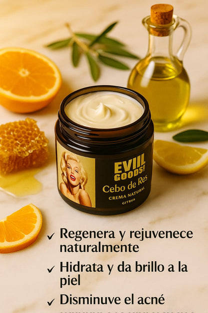 EVIL GOODS® – Crema Facial Corporal 100% Natural 5 Ingredientes Sebo de Res